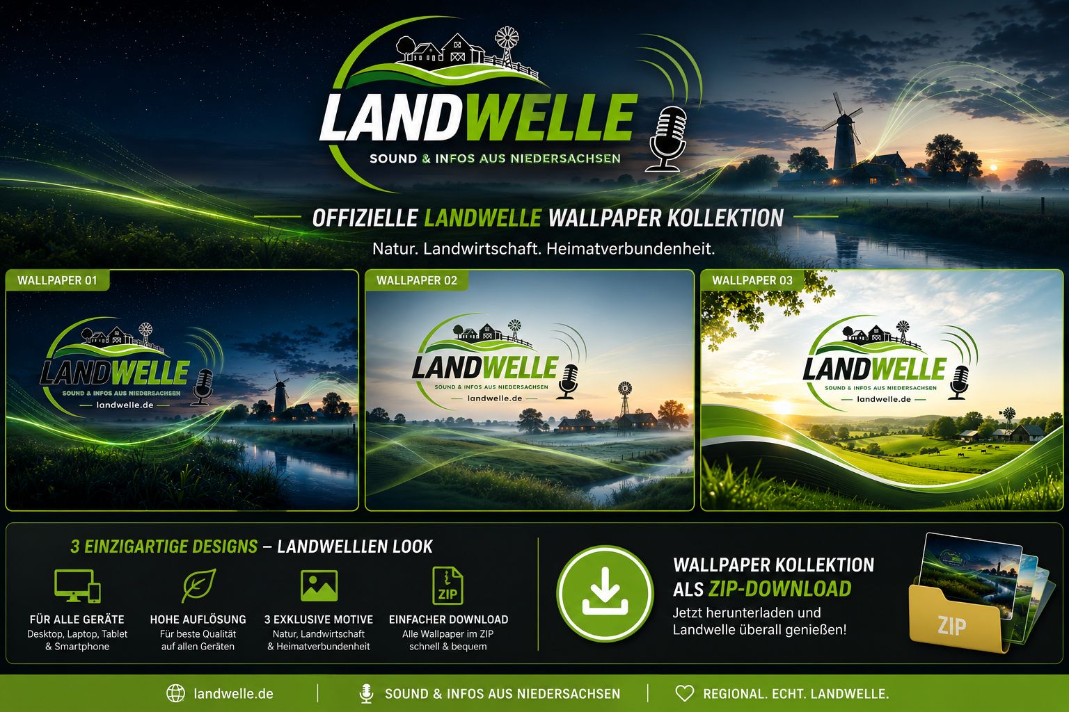 Vorschau des offiziellen Landwelle Wallpaper-Pakets