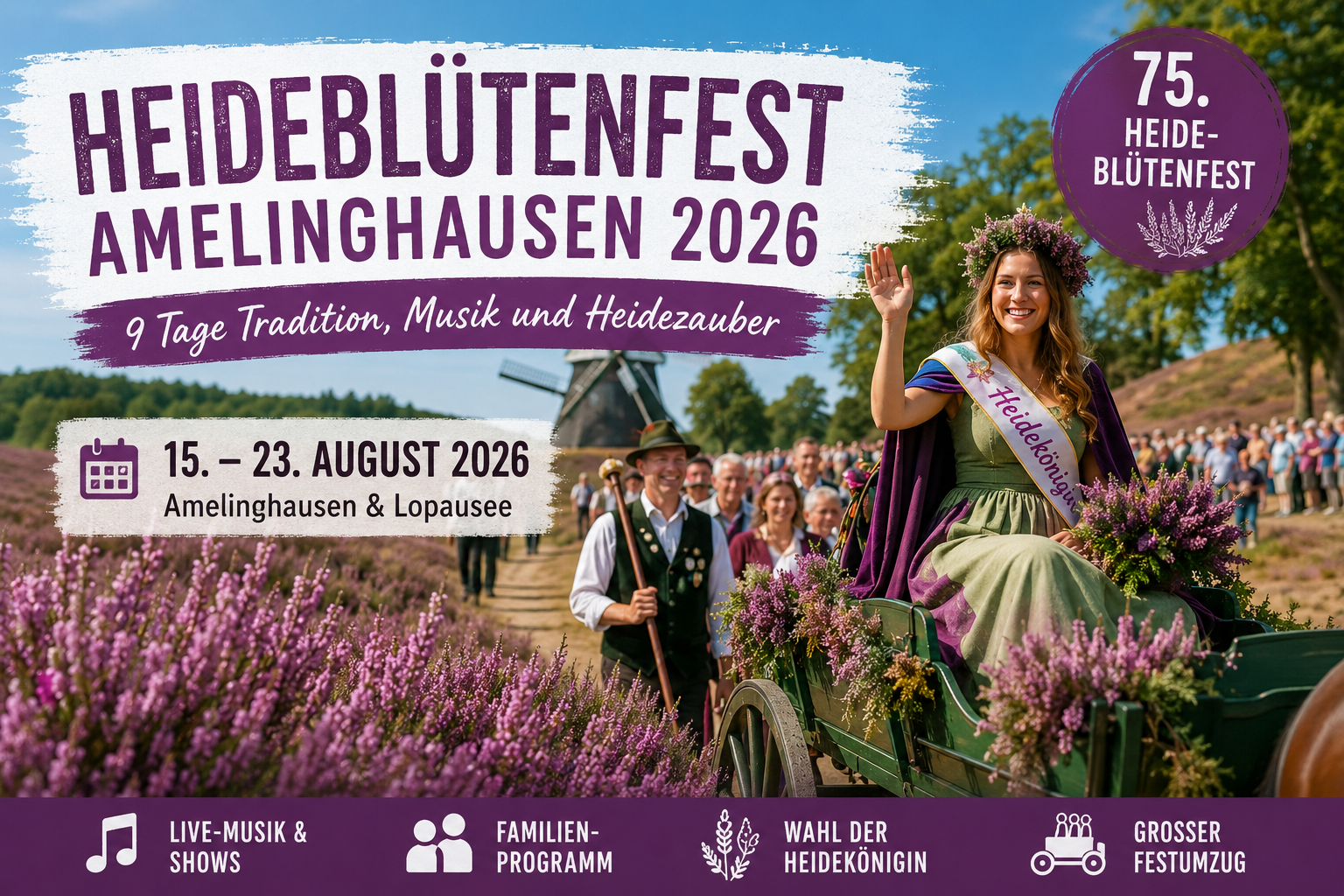 Heideblütenfest Amelinghausen 2026: Neun Tage Tradition, Musik und Heidezauber