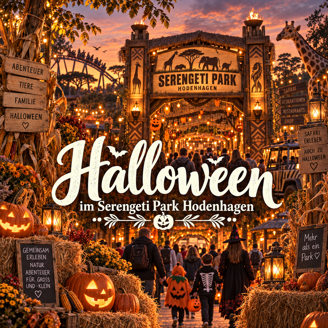 Halloween Nights im Serengeti-Park 2026: Horror-Labyrinthe, Gruselspaß und Nachtöffnung in Hodenhagen