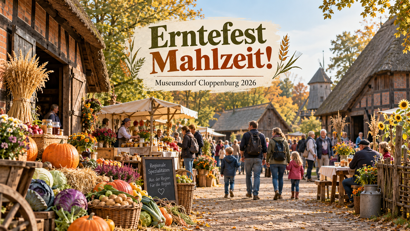 Erntefest „Mahlzeit!“ 2026: Ernten, Essen und alte Sorten im Museumsdorf Cloppenburg