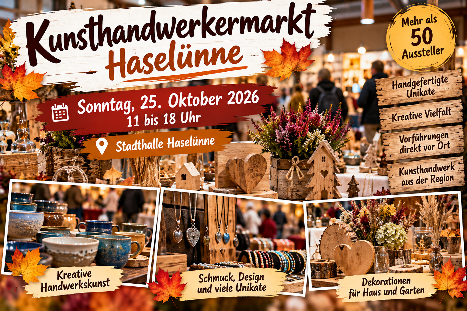Kunsthandwerkermarkt Haselünne 2026: Mehr als 50 Aussteller und echte Handarbeit