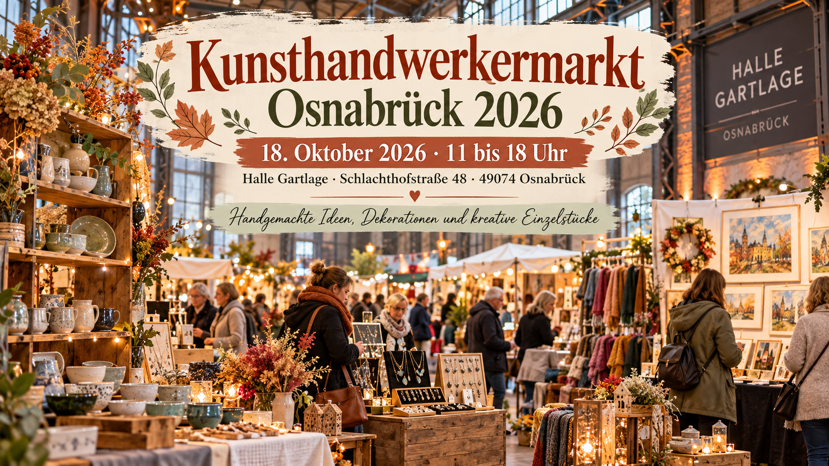 Kunsthandwerkermarkt in der Halle Gartlage Osnabrück 2026